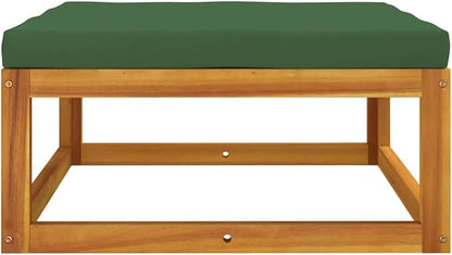 Green Outdoor Patio Footrest, Solid Acacia Wood, Modular Design, Comfortable Garden Seating, Balcony & Backyard