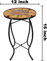 12 Inch Round The Sun Glass Side Table, Patio Small Table, Outdoor Side Table, Outdoor Bar Table - Photo 3
