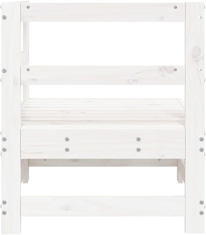 White Rustic Pinewood Outdoor Corner Sofa 24.4"x24.4"x27.8" Modular Patio Couch White Solid Wood Frame Lounge Seating for Balcony Garden Terrace