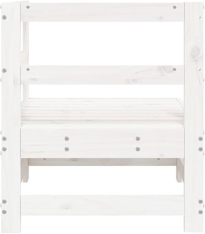 White Rustic Pinewood Outdoor Corner Sofa 24.4"x24.4"x27.8" Modular Patio Couch White Solid Wood Frame Lounge Seating for Balcony Garden Terrace