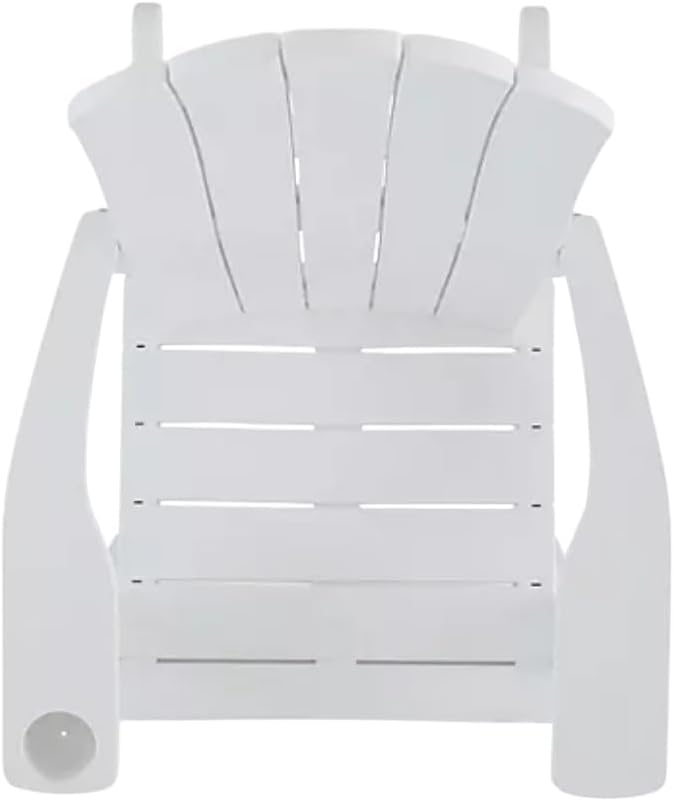 Modern Adirondack Chair with Cup Holder, Outdoor Patio Furniture (White)