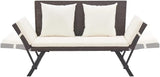 Garden Bench Deck Bench Patio Bench with Cushions 69.3" Brown Poly Rattan - Photo 5