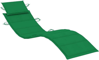 Acacia Wood Patio Sunlounger, Green Cushion, Foldable Outdoor Chaise Lounge Chair, Weather-Resistant, for Garden, Balcony, Poolside Outdoor Chaise
