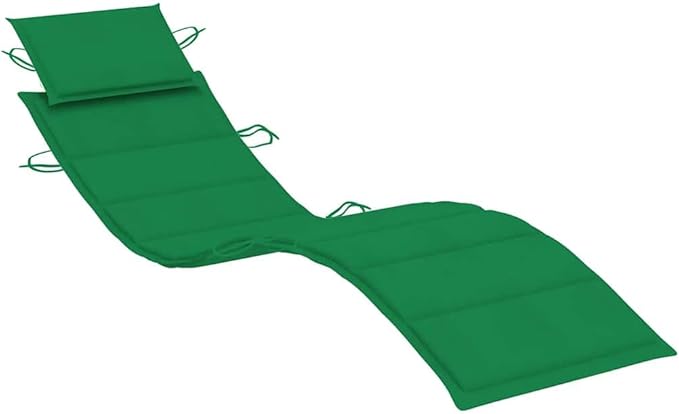 Acacia Wood Patio Sunlounger, Green Cushion, Foldable Outdoor Chaise Lounge Chair, Weather-Resistant, for Garden - Photo 6