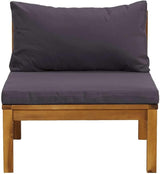 Outdoor Loveseat Acacia Wood Patio Couch 27.2 x 25.6 x 13.8 in Dark Grey Modular Sectional for Garden Balcony Living - Photo 4
