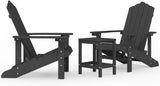 Garden Adirondack Chairs and Table Set 4 Pieces Anthracite High Density Polyethylene HDPE Steel Frame Outdoor Furniture - Photo 3