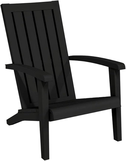 Garden Adirondack Chair, Black Polypropylene (PP) Standard, Weather-Resistant Outdoor Patio Seating for Deck, Lawn, and Porch Garden Chair