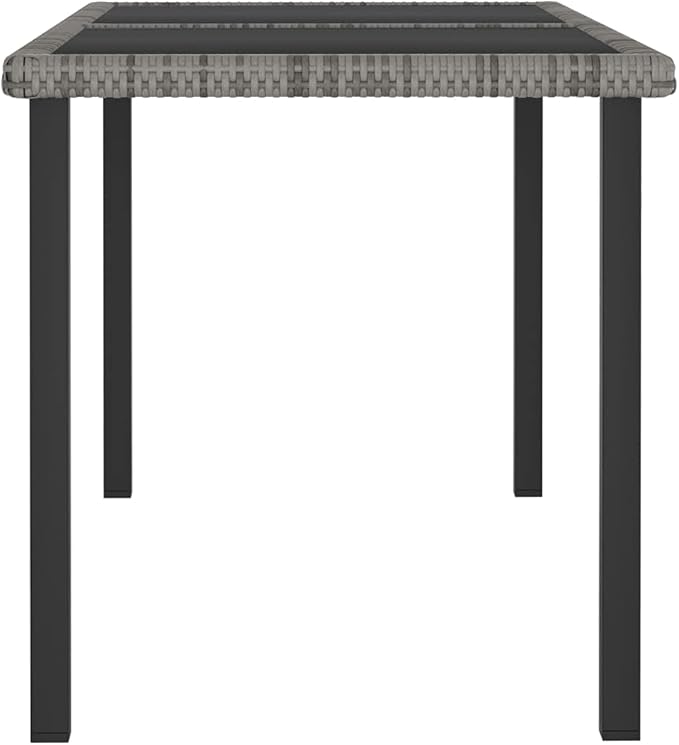 Outdoor Dining Table for Patio Garden, 55-inch Rectangular Poly Rattan Table with Tempered Glass Top - Photo 4