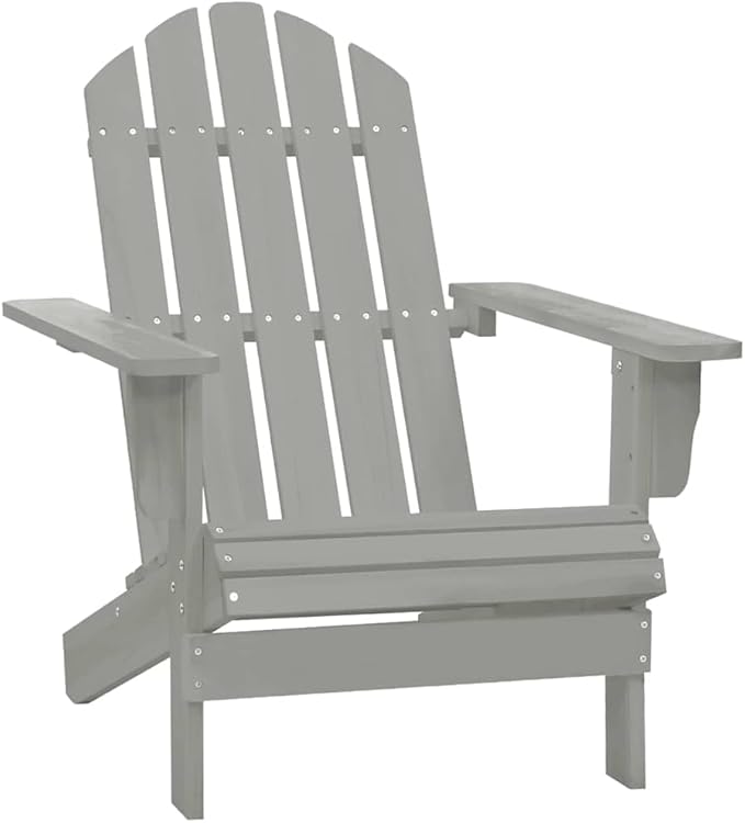 Grey Solid Fir Wood Large Ergonomic Garden Chair and Table Combo with Smooth Matte Finish for Outdoor Relaxation Patio - Photo 5