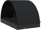 2-Person Outdoor Chaise Lounge Black Rattan Sunbed 83x44x55 in Weather-Resistant Fabric Cushions Adjustable Armrest for - Photo 8