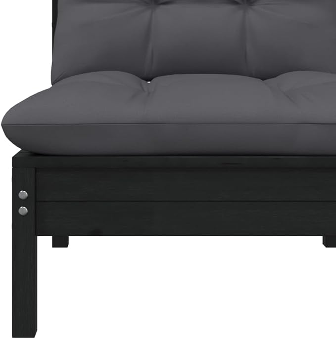 Patio Middle Sofa with Cushions Black Solid Pinewood Outdoor Chairs Furniture Outdoor Patio Furniture Set Suitable for - Photo 5
