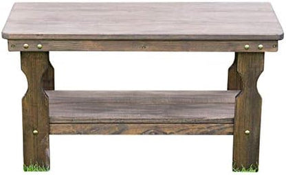 Amish Casual Heavy Duty Pressure Treated Wood Coffee Table in Dark Walnut Stain - Crafted from Solid Pine by Amish Craftsmen in The USA
