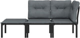 3-Piece Garden Lounge Set Black Grey Synthetic Poly Rattan 21.7x21.7x13.6in Modular Outdoor Sectional Chairs Ottoman - Photo 3