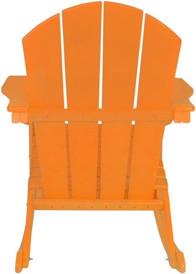 Costaelm Outdoor Adirondack Chair, All Weather Resistant Classic Balcony Chair and Fire Pit Chairs, Adirondack Plastic Outdoor Porch Furniture Rocking Chair High Back HDPE Poly Lumber, Orange