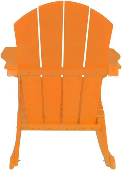 Costaelm Outdoor Adirondack Chair, All Weather Resistant Classic Balcony Chair and Fire Pit Chairs, Adirondack Plastic Outdoor Porch Furniture Rocking Chair High Back HDPE Poly Lumber, Orange