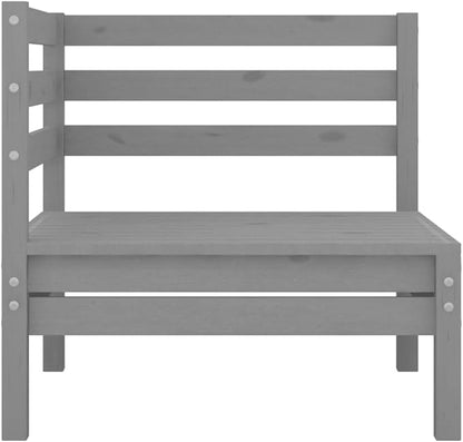 4-Piece Patio Lounge Set Solid Pinewood Gray Modular Outdoor Furniture Set with Footstool for Garden Balcony Porch