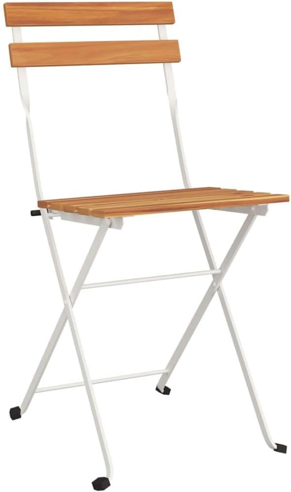 Folding Bistro Chairs 2 pcs Solid Wood Acacia and Steel Front Porch Furniture Outdoor Chair Outdoor Furniture Suitable for lawns, Pools and patios.