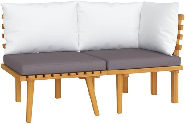 2-Piece Corner Garden Lounge Set in Dark Grey and White, Modular Outdoor Furniture with Comfortable Cushions - Photo 1