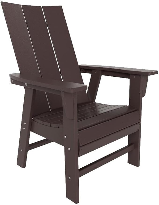 Costaelm Outdoor Adirondack Chair, HDPE Patio Balcony Chairs, Portside Seashell Nautical Curveback Adirondack Chair and Fire Pit Chairs, Dark Brown