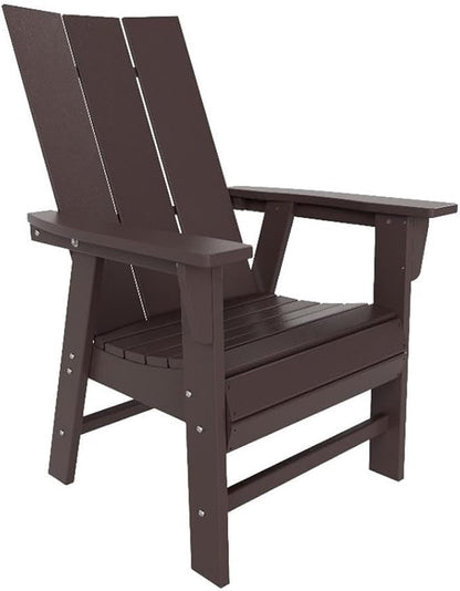 Costaelm Outdoor Adirondack Chair, HDPE Patio Balcony Chairs, Portside Seashell Nautical Curveback Adirondack Chair and Fire Pit Chairs, Dark Brown
