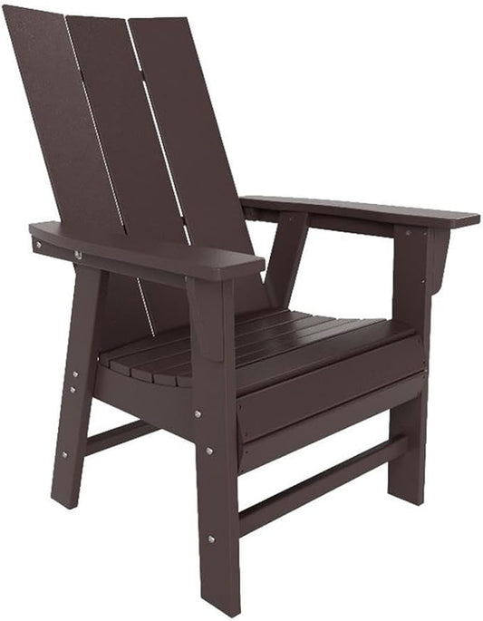 Costaelm Outdoor Adirondack Chair, HDPE Patio Balcony Chairs, Portside Seashell Nautical Curveback Adirondack Chair and Fire Pit Chairs, Dark Brown