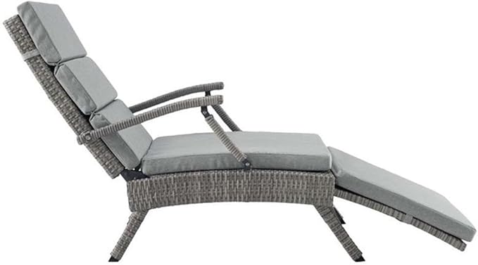 Modway Envisage Outdoor Patio Wicker Rattan Chaise Lounge in Light Gray Gray