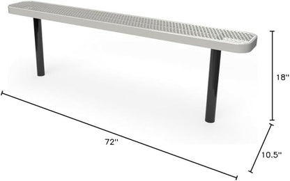 COATEDOUTDOORFURNITURE Coated Outdoor Furniture Heavy-Duty Outdoor Bench Thermoplastic Coated, Expanded Metal, Commercial-Grade Seating, Made in America (Inground Without Back, 6 Ft, Grey)