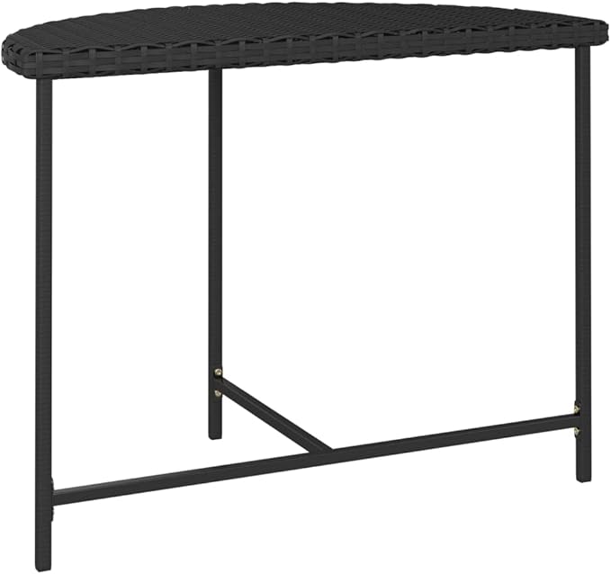 Black Poly Rattan Garden Table with Powder-Coated Steel Frame 39.4x19.7 Inches - Photo 4