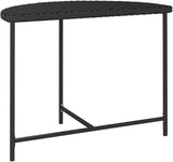Black Poly Rattan Garden Table with Powder-Coated Steel Frame 39.4x19.7 Inches - Photo 4