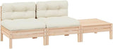 vidaXL 3 Piece Patio Lounge Set - Solid Pinewood/Cream Cushions - Garden Outdoor Furniture - Stool/Table Included - Photo 1