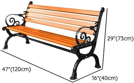 LITFAD Wooden Outdoor Bench Garden Bench with Backrest and Armrest Outdoor Furniture Park Bench for Patio, Lawn, Balcony, Yard, Porch-47 L x 16" W x 29" H,Tan