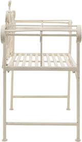 Antique White 52" Garden Bench Vintage Scroll Metal Outdoor Seating for Patio, Porch & Balcony - Photo 4