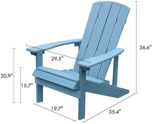 GOWE Patio HIPS Plastic Adirondack Chair Lounger Weather Resistant Furniture for Lawn Balcony in Lake Blue (2-Pack)