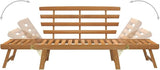 Brown Solid Acacia Wood Large Garden Bench 2-in-1 Convertible Outdoor Daybed with Adjustable Armrests for Patio Balcony - Photo 9
