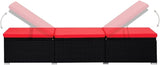 Sun Lounger with Cushion and Tea Table Poly Rattan Red Beach Chair Patio Chaise Lounge for Yard Balcony - Photo 6