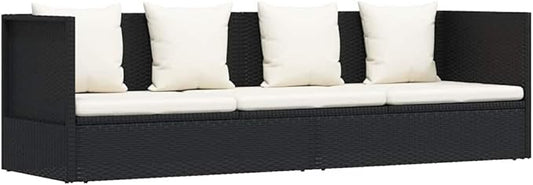Modern Garden Bed Sunbed Synthetic Poly Rattan - Powder-Coated Steel Frame with Cushion and Pillows (78.7 x 23.6 in) for Relaxing Afternoons in Your Garden