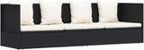 Outdoor Sunbed with Cushions, 2-Person PE Rattan Lounge Chair for Patio Garden - Photo 2