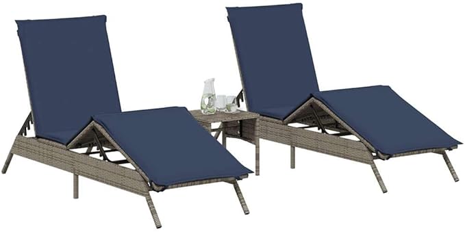 Patio Sun Lounger with Adjustable Backrest and Cushions, Outdoor Chaise Lounge Chair - Photo 2