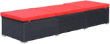 Outdoor Chaise Lounge Chair Black Red 76.8 x 23.6 x 12.2 in PE Rattan Patio Sun Lounger w Adjustable Armrests Removable - Photo 3