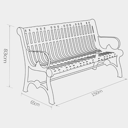 Sturdy Cast Iron Outdoor Metal Garden Bench with Armrests & Backrest, All-Weather Slatted Seat for Patio, Yard, Lawn & Entryway - Durable & Stylish Seating Solution