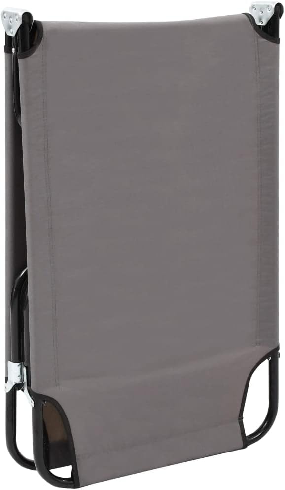 Folding Grey Sun Lounger 22.8x74.8x11 in Steel Frame 600D Polyester Portable Outdoor Chaise for Patio, Poolside, Camping, Beach