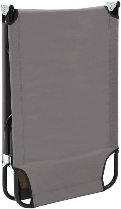 Folding Grey Sun Lounger 22.8x74.8x11 in Steel Frame 600D Polyester Portable Outdoor Chaise for Patio, Poolside, Camping, Beach
