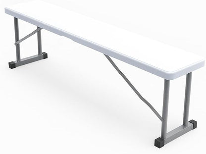 2.75ft Plastic Folding Bench – Lightweight and Portable White Resin with Durable Steel Frame, 33”x8”x16” - (Pack of 1, White, 2.75 Feet)