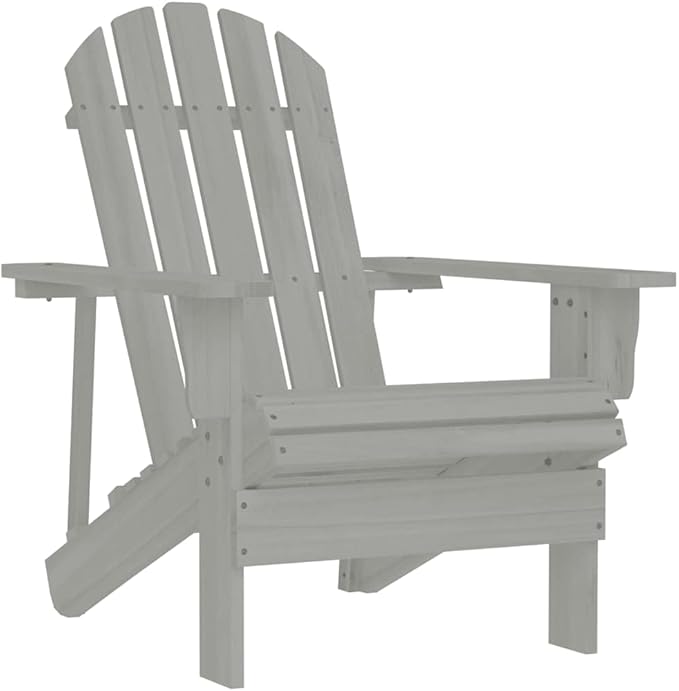 vidaXL Solid Wooden Patio Chair in Gray, Weather-Resistant Outdoor Armchair with High Weight Capacity, Elegant Hardwood Furniture for Garden/Patio