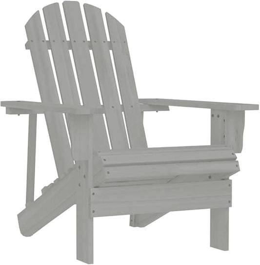 vidaXL Solid Wooden Patio Chair in Gray, Weather-Resistant Outdoor Armchair with High Weight Capacity, Elegant Hardwood Furniture for Garden/Patio