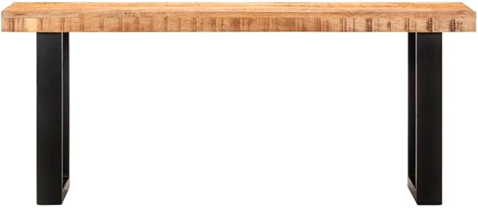 Industrial Entryway Bench 43.3 in Solid Mango Wood and Steel Rustic Modern Seating for Hallway Living Space Indoor Outdoor Use