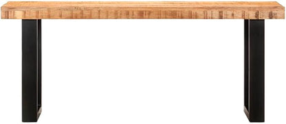 Industrial Entryway Bench 43.3 in Solid Mango Wood and Steel Rustic Modern Seating for Hallway Living Space Indoor Outdoor Use