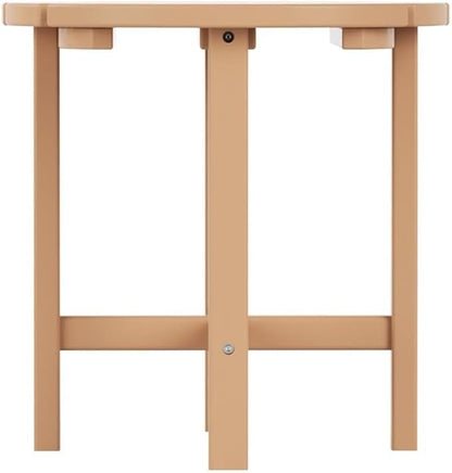 Costaelm Round Outdoor Side Tables, Adirondack Patio Tables for Outside, HDPE Patio End Table Weather Resistant, Balcony Table for Pool, Seaside, Backyard, Porch, Indoor Companion, Teak