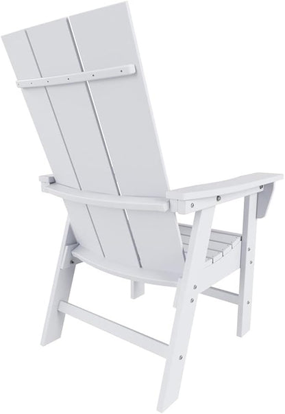 Costaelm Outdoor Adirondack Chair, HDPE Patio Balcony Chairs, Portside Seashell Nautical Curveback Adirondack Chair and Fire Pit Chairs, White