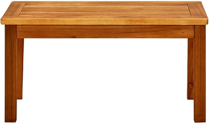 Solid Acacia Wood Small Outdoor Coffee Table 27.6"x27.6"x14.2" Rustic Brown Slatted Patio Side Table for Balcony and - Photo 3